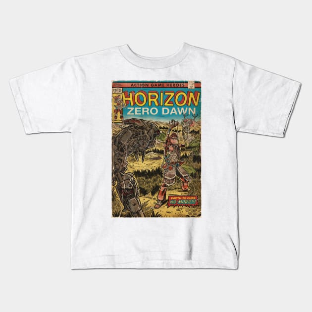 Horizon Zero Dawn - comic cover fan art Kids T-Shirt by MarkScicluna